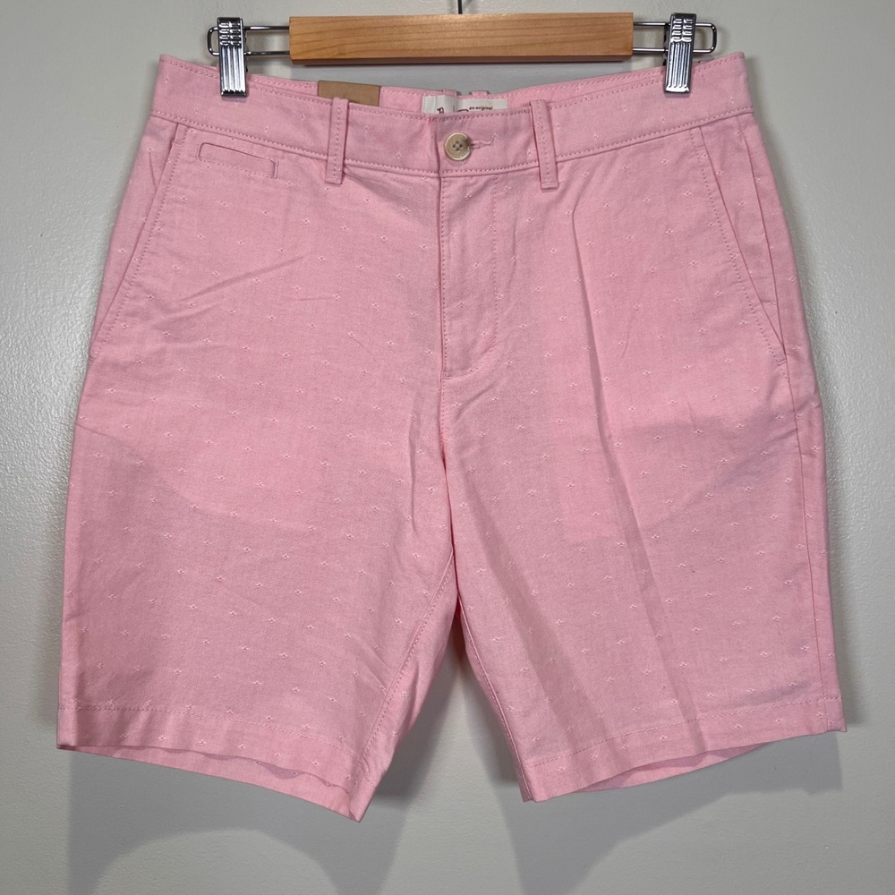 Original Penguin Slim Fit Chino Shorts Mens *32 Pink Diamond Embroidered NWT
